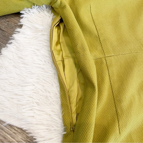 Boden Chartreuse Textured Shift Dress 3/4 Sleeve Fringe Kate Middleton British - Picture 8 of 8